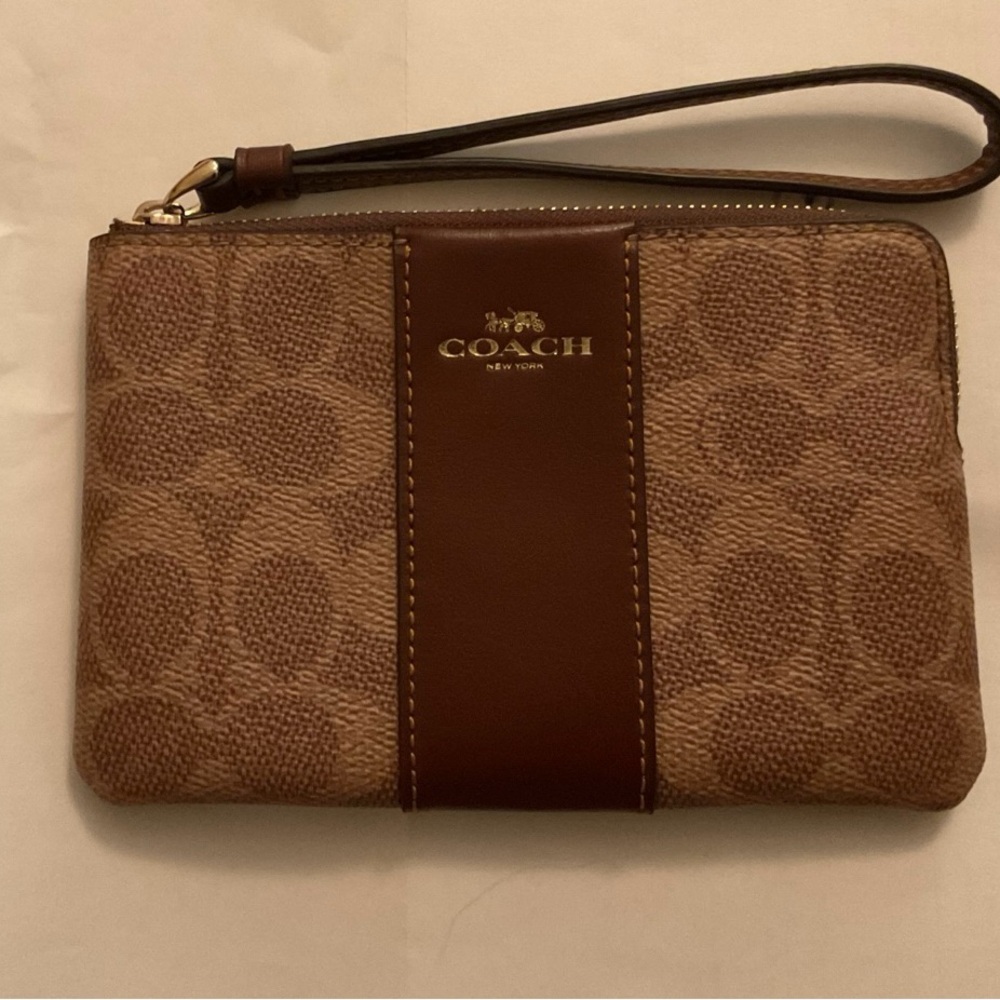 Coach Brown Wristlet Clutch - Picture 1 of 9